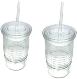 Glasbecher Mit Deckel & Glashalm, 4er Set 440 Ml, Spülmaschinenfest, Trinkglas, Transparent -Küchenbedarf Geschäft 846e692ee9323019d8f2026826acf6aa