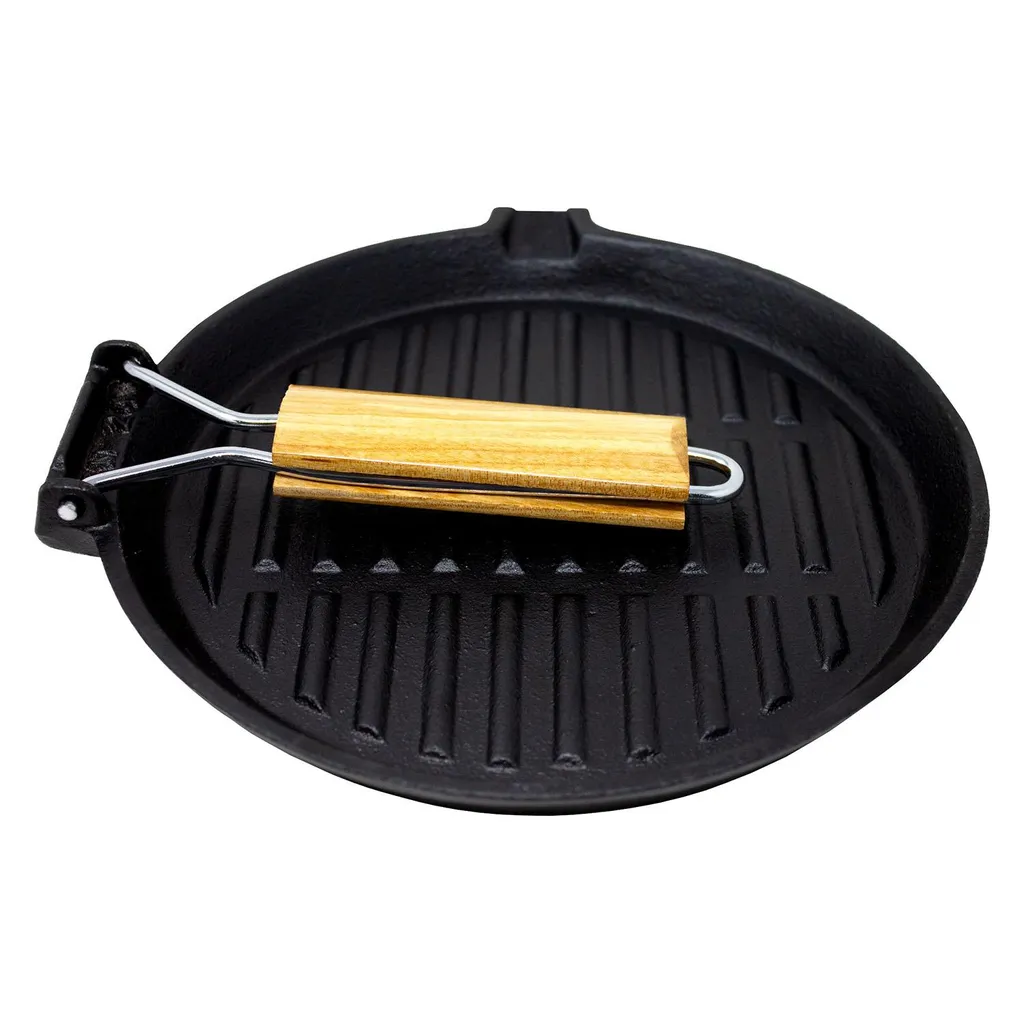 Klarstein Retinta Grill- Und Steakpfanne , Gusseisen , Für Alle Herdarten Sowie Grills Und Lagerfeuer , Outdoor-Kochen , Voreingebrannt , Ablaufrinne , Mit Klappbarem Holzgriff , Geriffelte Bratfläche , Rund , Maße: 38 X 2 X 22 Cm (BxHxT) , Schwarz 5 Klarstein Retinta Grill- Und Steakpfanne , Gusseisen , Für Alle Herdarten Sowie Grills Und Lagerfeuer , Outdoor-Kochen , Voreingebrannt , Ablaufrinne , Mit Klappbarem Holzgriff , Geriffelte Bratfläche , Rund , Maße: 38 X 2 X 22 Cm (BxHxT) , Schwarz – Bild 3