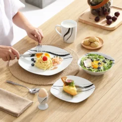 VEWEET Tafelservice 'Teresa' Aus Porzellan 20 Teilig, Geschirrset Beinhatlet Eierbecher, Kaffeetassen, Müslischalen, Dessertteller Und Flachteller, Geschirrservice Für 4 Personen -Küchenbedarf Geschäft 859a7535d1a6a05f8f0e27ca48fa7f6d