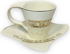 12-teiliges Medusa Mäander Kaffeeservice Mit Goldschliff Kaffeetassen Für 6 Personen 6 Tassen + 6 Untertassen Weiß-Gold Genießen Servieren Kaffee -Küchenbedarf Geschäft 85fdbcbedd792d1d0906c46437521041