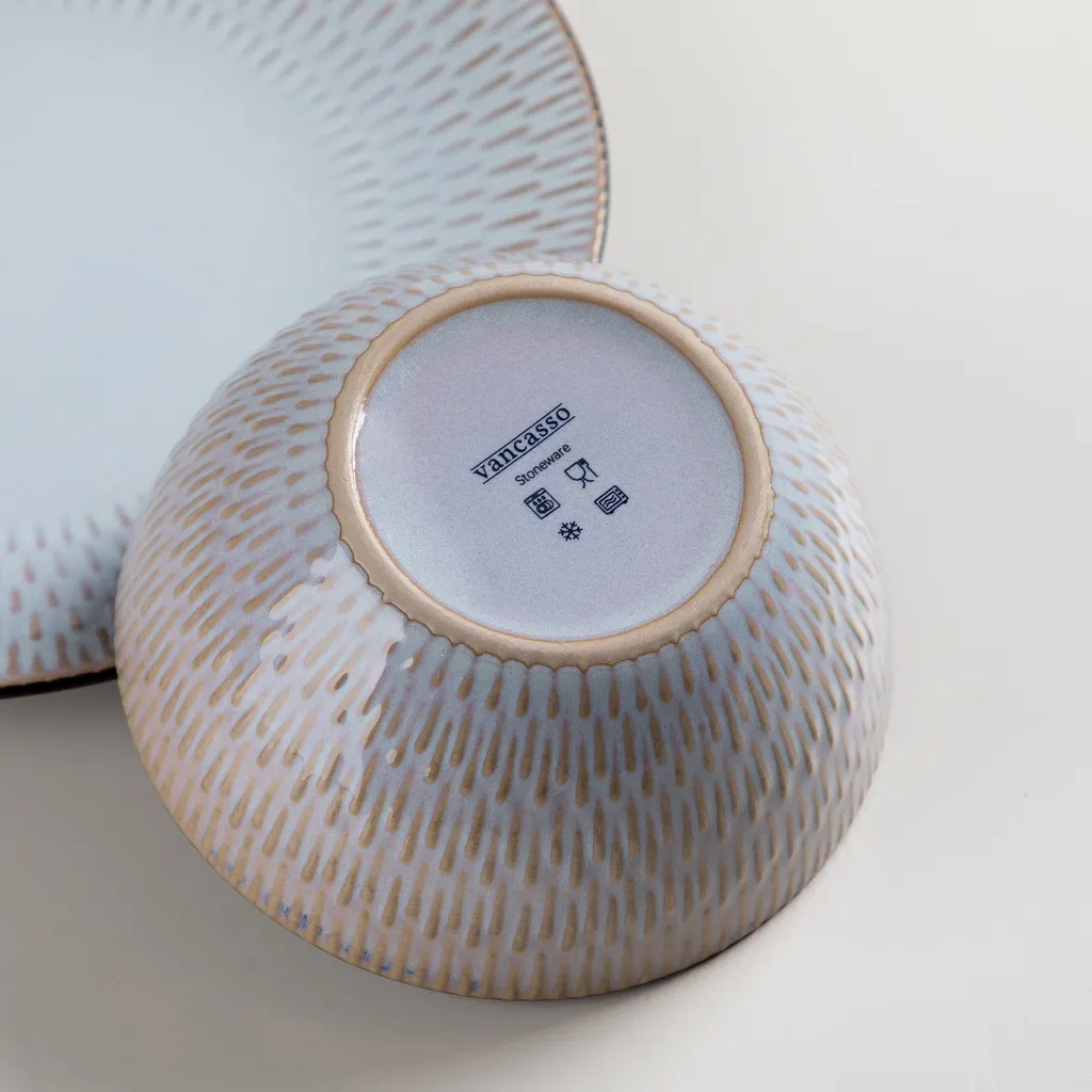 Kombiservice Steinzeug, Vancasso PLUVO Tafelservice, 16-teiliges Ess Geschirrset Mit Je 4 Speisetellern, Kuchentellern, Schalen Und Tassen Für 4 Personen 5 Kombiservice Steinzeug, Vancasso PLUVO Tafelservice, 16-teiliges Ess Geschirrset Mit Je 4 Speisetellern, Kuchentellern, Schalen Und Tassen Für 4 Personen – Bild 3