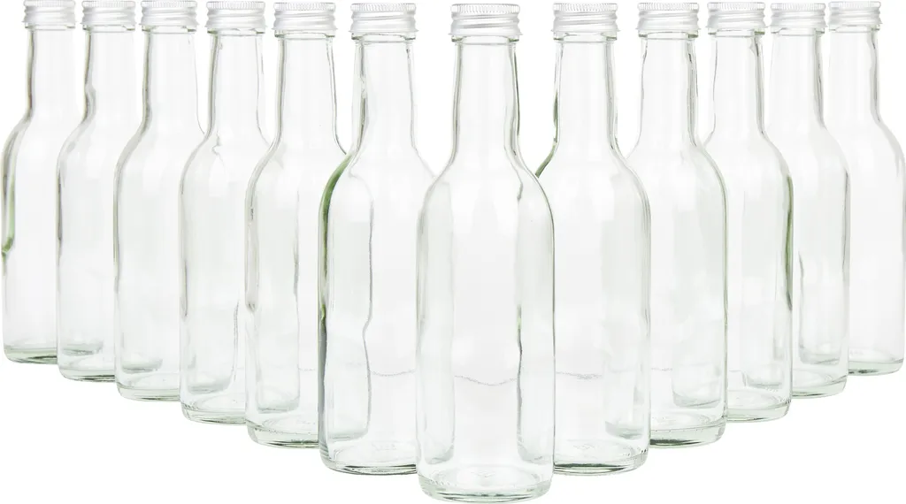 12er Set Bordeaux 250 Ml Glasflasche Zum Abfüllen Von Wein, Likör & Spirituosen + Deckel PP 28 Silber Aluminium 4 12er Set Bordeaux 250 Ml Glasflasche Zum Abfüllen Von Wein, Likör & Spirituosen + Deckel PP 28 Silber Aluminium – Bild 2