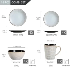 Kombiservice Steinzeug, Vancasso PLUVO Tafelservice, 16-teiliges Ess Geschirrset Mit Je 4 Speisetellern, Kuchentellern, Schalen Und Tassen Für 4 Personen 13 Kombiservice Steinzeug, Vancasso PLUVO Tafelservice, 16-teiliges Ess Geschirrset Mit Je 4 Speisetellern, Kuchentellern, Schalen Und Tassen Für 4 Personen -Küchenbedarf Geschäft 898285543bc595c91585e31b5bbb3e14