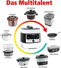 Elektrischer Dampfdruck- & Multikocher MD 1000 MeinHans, 14 Automatik-Kochprogramme, Temperaturbereich Von 40 °C-170 °C, Dampfdruck-Kochen, Backen, Braten, Slow-Cooking, Sous Vide Und Mehr 11 Elektrischer Dampfdruck- & Multikocher MD 1000 MeinHans, 14 Automatik-Kochprogramme, Temperaturbereich Von 40 °C-170 °C, Dampfdruck-Kochen, Backen, Braten, Slow-Cooking, Sous Vide Und Mehr -Küchenbedarf Geschäft 8ebc32625f31480efa7df3d56416836f
