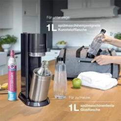 SodaStream Wassersprudler Titan Ohne CO2-Zylinder, 1x 1L Glasflasche Und 1x 1L Kunststoff-Flasche 13 SodaStream Wassersprudler Titan Ohne CO2-Zylinder, 1x 1L Glasflasche Und 1x 1L Kunststoff-Flasche -Küchenbedarf Geschäft 8ed97093fe7244a4be87e516eb4a1d24