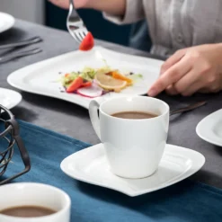 MALACASA, Serie Elvira, 36 Teilig Cremeweiß Porzellan Geschirrset Tafelservice Kaffeeservice Mit Tassen, Untertassen, Dessertteller Für 12 Person -Küchenbedarf Geschäft 8ef60b54be7af4821872ea1cd5239ea9