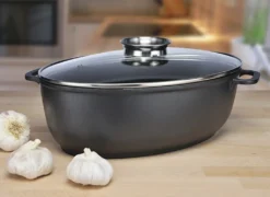 Alu - Guß Bräter Mit Glasdeckel, 8,3 Ltr Antihaftbeschichtet