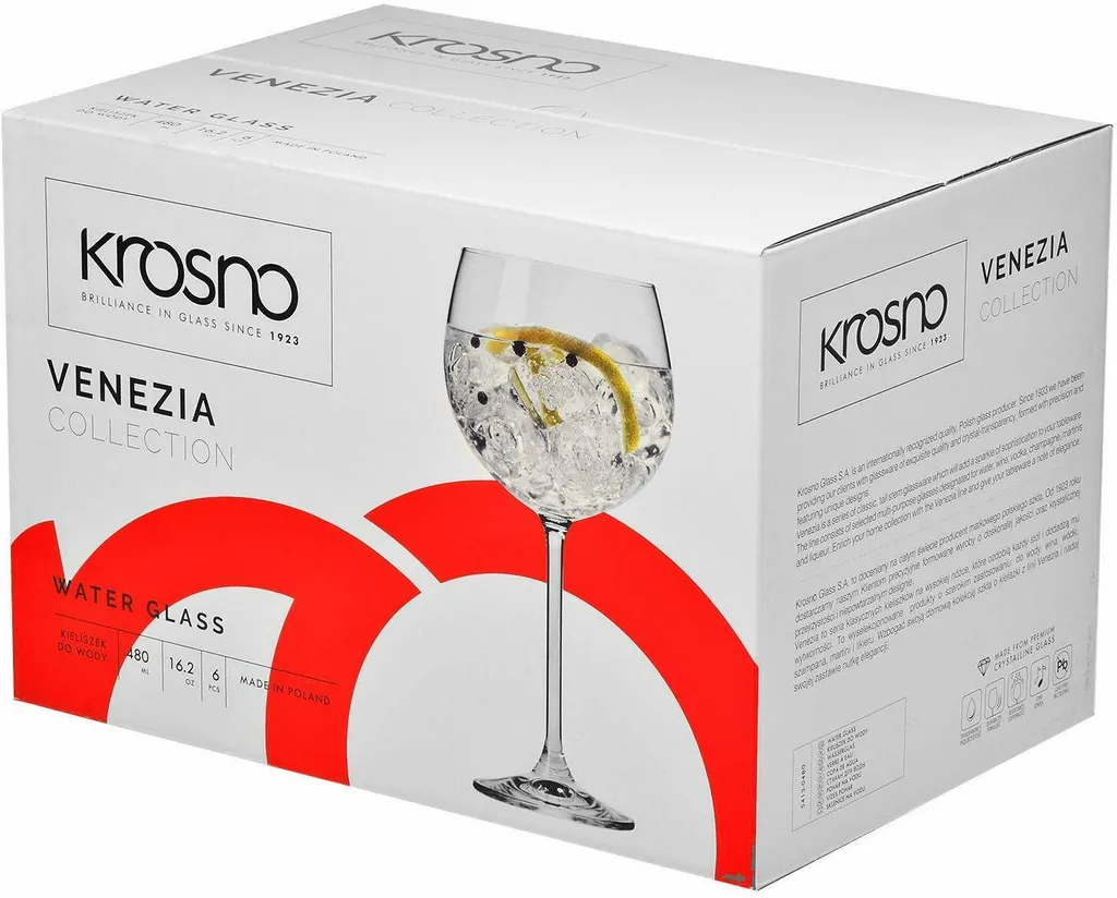 KROSNO Venezia Gin Tonic Wassergläser, 6er-Set, 480 Ml 22 KROSNO Venezia Gin Tonic Wassergläser, 6er-Set, 480 Ml – Bild 20