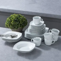 Malacasa Serie Julia, Tafelservice 60-teilig Kombiservice Porzellan Geschirrset Mit Kaffeetassen, Unterteller, Kuchenteller, Suppenteller Und Flachteller, Kaffeeservice Für 12 Personen -Küchenbedarf Geschäft 914f0f4721cdc4974fe7f71a00eac010