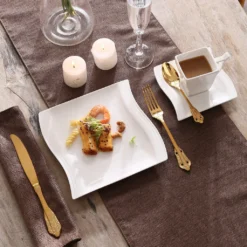 MALACASA, Serie Flora, 18 Tlg . Set Cremeweiß Porzellan Kaffeeservice Geschirrset Mit Je 6 Kuchenteller, 6 Tasse 220ml, 6 Untertasse Für 6 Personen -Küchenbedarf Geschäft 91b8bec01debdb26bdbda7f25bfc050f