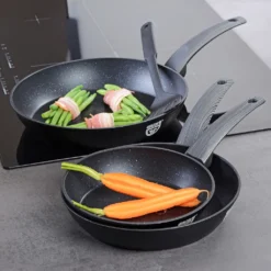 GRÄWE Aluminium-Pfannenset, Ø 20 Cm, Ø 24 Cm, Ø 28 Cm, Beschichtet, 3-teilig, Inkl. Pfannenwender -Küchenbedarf Geschäft 924d090d379276458588f3c8bdca9b32