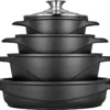 Smile - 10-teiliges Kochgeschirr-Set - Antihaftbeschichtung - Schwarz ,MGK-17 -Küchenbedarf Geschäft 92ba08446b89d44a954bbd650444ff7a