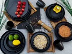 CreaTable 22978 Kombiservice Uno BLACK Für 4 Personen, Steinzeug, Schwarz (1 Set, 16-teilig) -Küchenbedarf Geschäft 93176ceb2ef1a30ebea6e72bcda2f302