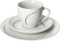 Van Well 18tlg. Kaffee-Service Home Für 6 Personen I 6x Tasse 180ml, 6x Untertasse + 6x Kuchenteller I Porzellan-Geschirr Mit Streifen In Grau, Schwarz & Creme I Kaffeepott, Dessert-Teller -Küchenbedarf Geschäft 93e3a3679f240aa7658a3c0cc373ddf4