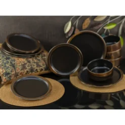 CreaTable 23594 Kombiservice Modern Industrial Für 4 Personen, Steinzeug, Schwarz/gold (1 Set, 12-teilig) -Küchenbedarf Geschäft 960afec047ec7ee4c6670a7a44451977