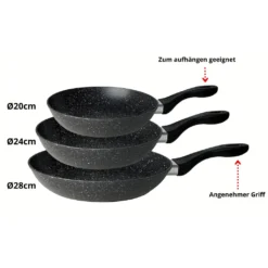 Cheffinger Aluminiumguss-Bratpfannen-Set Schwarz 3 Stück -Küchenbedarf Geschäft 978067ea5c54857e7adcaa3e598b2364