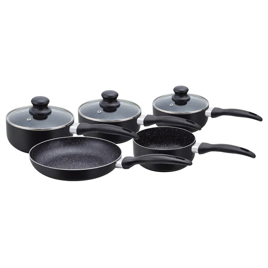 Herzberg HG-5003BK: 8-Teiliges Marmor-Kochgeschirr-Set - Schwarz 3 Herzberg HG-5003BK: 8-Teiliges Marmor-Kochgeschirr-Set - Schwarz