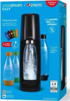 Sodastream Easy Vorteilspack Schwarz Mit 4 Flaschenund 5 Pepsi Sachets -Küchenbedarf Geschäft 993f29d06e5bdbd18dccc43d4ff06757