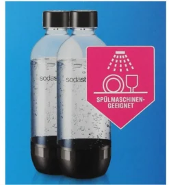 Doppelpack! SodaStream Quadro Pack, Durchsichtig, 4 X 1L Tritan-Flasche - Spülmaschinengeeignet! (BPA Frei)