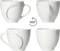 Van Well 18tlg. Kaffee-Service Home Für 6 Personen I 6x Tasse 180ml, 6x Untertasse + 6x Kuchenteller I Porzellan-Geschirr Mit Streifen In Grau, Schwarz & Creme I Kaffeepott, Dessert-Teller -Küchenbedarf Geschäft 9d0242c16a7ce12d1c903bb9532f36e9