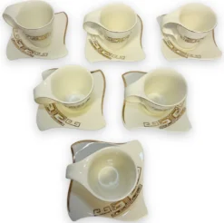 12-teiliges Medusa Mäander Kaffeeservice Mit Goldschliff Kaffeetassen Für 6 Personen 6 Tassen + 6 Untertassen Weiß-Gold Genießen Servieren Kaffee -Küchenbedarf Geschäft a37ce12b59dff01d4decb393ba704814