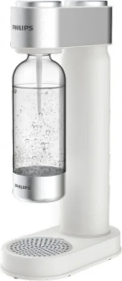 PHILIPS AQUA Soda Maker Wassersprudler + 425 G CO²-Zylinder + 1 PET-Flasche 1 Liter, Weiß