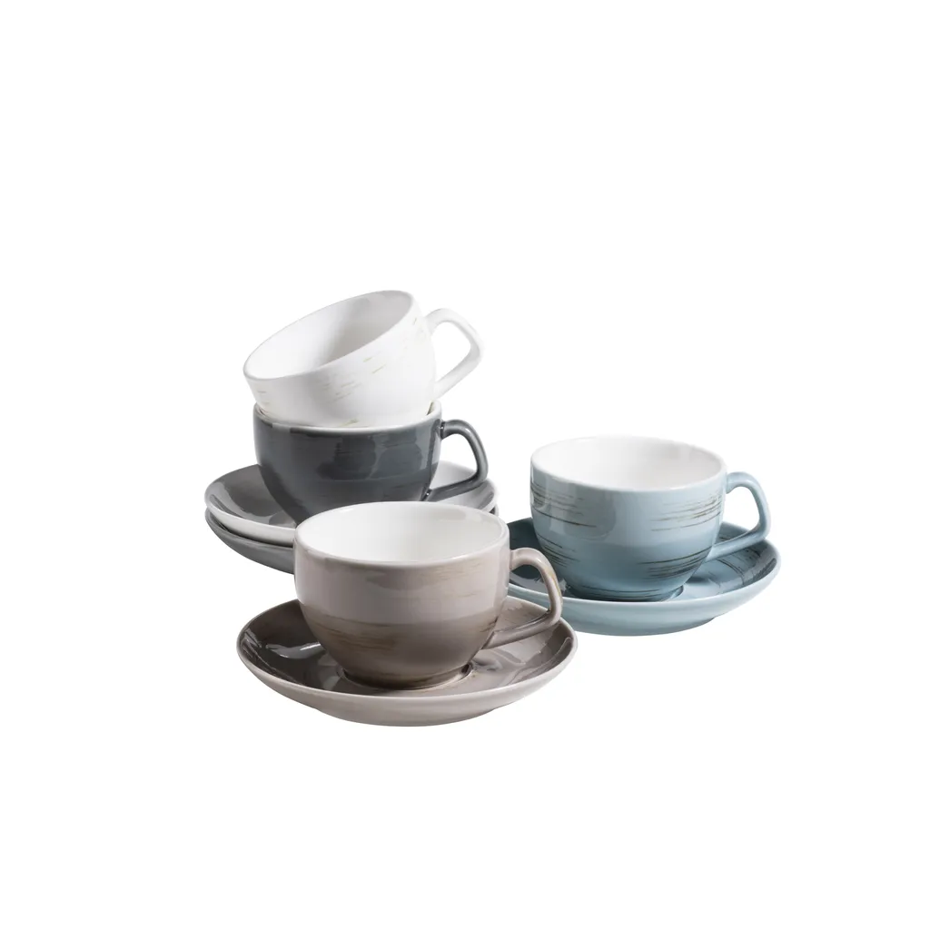 Mäser 931609 Kaffeetassen-Set Derby Für 4 Personen, Porzellan, Weiß/hellblau/beige (1 Set, 8-teilig) 5 Mäser 931609 Kaffeetassen-Set Derby Für 4 Personen, Porzellan, Weiß/hellblau/beige (1 Set, 8-teilig) – Bild 3