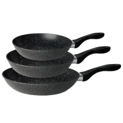 Cheffinger Aluminiumguss-Bratpfannen-Set Schwarz 3 Stück -Küchenbedarf Geschäft aaf906dc1bbceb4ae994a74cf2321000