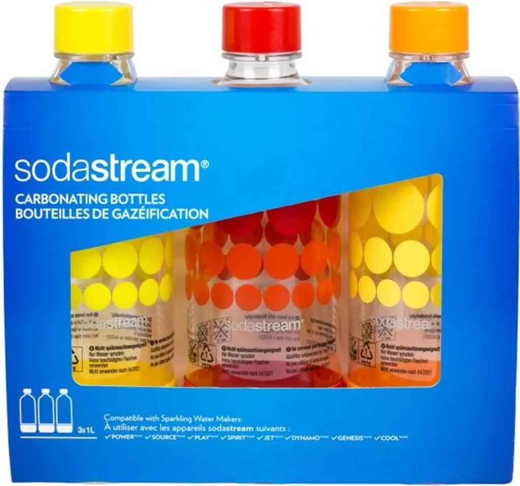 Sodastream 3000036 Plastikflaschen, 1 L, Gelb, Rot, Orange, 3 Stück 4 Sodastream 3000036 Plastikflaschen, 1 L, Gelb, Rot, Orange, 3 Stück – Bild 2