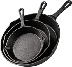 Nuovva Cast Iron - Skillet Casserole Set - 3 Piece - Skillet / Cast Iron Skillet (15cm-20cm-25cm) - Geeignet Für Alle Wärmequellen