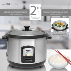Clatronic Reis-Kocher Multi-Kocher Dampf-Garer 700 W + Löffel RK 3567 -Küchenbedarf Geschäft b15c3de40dc2bf498574d90f5909f4ef