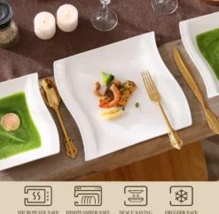 MALACASA, Serie Flora, 18 Tlg . Set Cremeweiß Porzellan Kaffeeservice Geschirrset Mit Je 6 Kuchenteller, 6 Tasse 220ml, 6 Untertasse Für 6 Personen -Küchenbedarf Geschäft b3b2b99cd45d8f578676a947155df92b