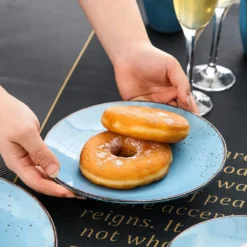 Vancasso Serie Navia Oceano, 16 Teilig Essservice Set Aus Steingut, Tafeiservice Für 4 Personen, Wasserblau, Vintage Aussehen, Natur Design -Küchenbedarf Geschäft b4fbad475a0ee00972dabc64f78065a3