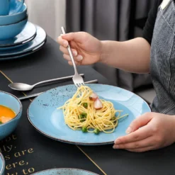 Vancasso Serie Navia Oceano, 16 Teilig Essservice Set Aus Steingut, Tafeiservice Für 4 Personen, Wasserblau, Vintage Aussehen, Natur Design -Küchenbedarf Geschäft b84febd1f36becd90ea6054b27cfad0b