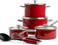KitchenAid Topfset Steel Core Enamel Empire Rot 10-teilig