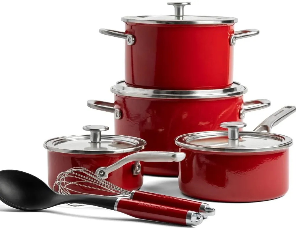 KitchenAid Topfset Steel Core Enamel Empire Rot 10-teilig 3 KitchenAid Topfset Steel Core Enamel Empire Rot 10-teilig