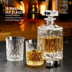 Amisglass Whiskey Karaffe Mit 2 Gläsern, Whiskey Set, 3-teilig, Whisky Dekanter 700ml Und Whisky Gläser 300ml 2 Stück, Kristallgläser & Longdrinkgläser -Küchenbedarf Geschäft bbb62c988e63d9c9e5e852072eb673f3