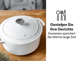 Daumonet Gusseisen-Bräter - Rund Ø 26 Cm - Weiß -Küchenbedarf Geschäft bc9f34499c21a8656baa8201eec96d2e