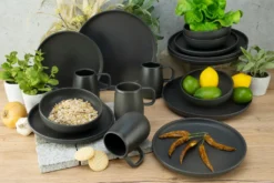 CreaTable 22978 Kombiservice Uno BLACK Für 4 Personen, Steinzeug, Schwarz (1 Set, 16-teilig) -Küchenbedarf Geschäft c1eaeedbe93ef70328e888c816eb6725