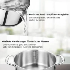 Topf-Set Topfset Induktion 10-teilig Edelstahl Kochtopf Set Mit Glasdeckel Edelstahl 18/10, Unbeschichtet Für Gas, Elektro, Halogen, Induktionsherde -Küchenbedarf Geschäft c3279c9067c8af357baed8356002fdbf