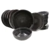 18tlg. Teller Set Reactive Glaze Black 6 Pers. Steingut Teller Schale Schwarz -Küchenbedarf Geschäft c35d9d2e2f5b3af394408605394218c6