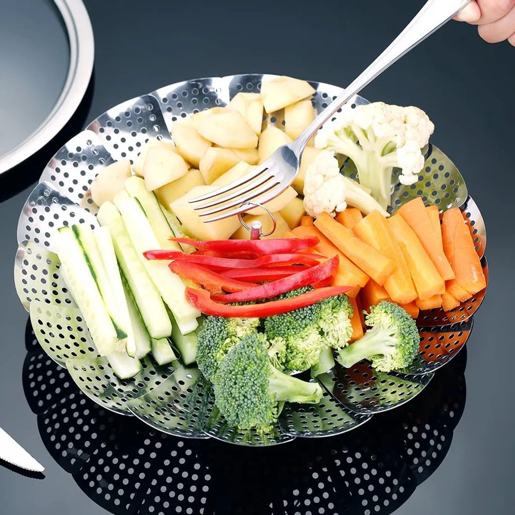 Edelstahl Dampfgarer Einstellbar Dünsteinsatz (16cm-25cm) Dämpfeinsatz Für Kochtöpfe 8 Edelstahl Dampfgarer Einstellbar Dünsteinsatz (16cm-25cm) Dämpfeinsatz Für Kochtöpfe – Bild 6