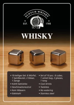 Whisky Geschenk-Set Mit 2 Gläsern, Eiswürfeln Aus Edelstahl, Zange, Samtbeutel In Einer Schönen Holzbox -Küchenbedarf Geschäft c5ae1d537772871b0c96b70aed3fde12