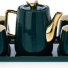 HowHomely Kaffeeservice Keramik 4 Personen - Teeservice 10-tlg. - Grün-Gold -Küchenbedarf Geschäft c5dbde8a95b741170ce126a29faa937e
