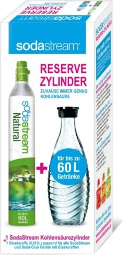 SodaStream Reserve-Zylinder 50-60 Ltr + Glas - Karaffe