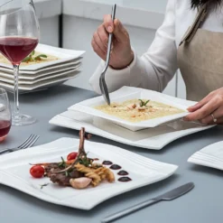 MALACASA, Serie Amparo, Cremeweiß Porzellan Tafelservice 12 Tlg. Set Speiseteller Und Suppenteller Geschirrset Für 6 Personen -Küchenbedarf Geschäft c91723c1ee18d03a65f254a588bf4138 1