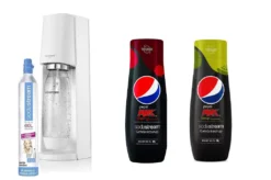 Sodastream Wassersprudler Terra White + 1 X PET Flasche + CO²Zylinder + 2x Pepsi Max Sirup Lime/Cherry