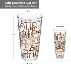 6er Latte Macchiato Gläser-Set 370 Ml Stapelbar Kaffee-Glas Cappuccino -Küchenbedarf Geschäft cb7efb313cddaeb352237cbc94ae2d53