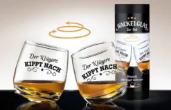 Gilde Wackelglas 2er-Set "Der Klügere Kippt Nach" Designgläser 27cl 8,8cm