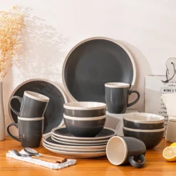 Tafelservice, Vancasso SEESAMI 16-teiliges Kombiservice Aus Steinzeug, Geschirrset Im Modernen Aussehen Für 4 Personen -Küchenbedarf Geschäft cfab4e3eef1a71988f7e91011bbd7938
